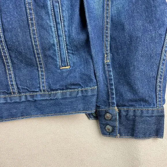 Levis Jacket Mens Extra Large Easy Rider Denim Medium Wash Trucker XL Biker Logo - Picture 9 of 16